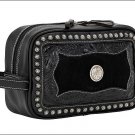 AMERICAN WEST LEATHER MIDNIGHT TRAILS DOP SHAVING KIT W/ SPOTS CONCHOS