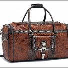 AMERICAN WEST LEATHER CATTLE DRIVE RODEO LUGGAGE TRAVEL BAG W/ CONCHO
