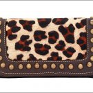 AMERICAN WEST LEOPARD HAIR ON LEATHER SANTA FE SPIRIT LADIES TRI-FOLD WALLET