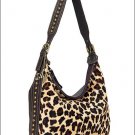 AMERICAN WEST LEOPARD HAIR ON LEATHER SANTA FE SPIRIT SLOUCH HOBO SHOULDER BAG