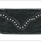 AMERICAN WEST LEATHER SHADOW RIDGE LADIES TRI-FOLD WALLET PURSE W/ CRYSTALS