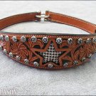 291F- HILASON BLING CRYSTAL SHOW HAND TOOLED AMERICAN LEATHER HEADSTALL NOSEBAND