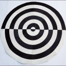F-BH100 HILASON COWHIDE HAIR-ON PATCHWORK 3D ROUND RUG W/ SUEDE LEATHER BASE