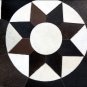 F-BH103 HILASON COWHIDE HAIR-ON PATCHWORK 3D ROUND RUG W/ SUEDE LEATHER BASE