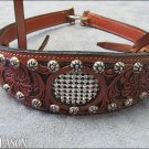 NC286 HILASON BLING CRYSTAL SHOW HAND TOOLED AMERICAN LEATHER HEADSTALL NOSEBAND