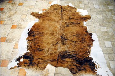 F-HS733 HILASON MEDIUM EXOTIC BRAZILIAN HAIR-ON LEATHER COWHIDE THROW RUG CARPET