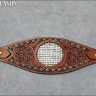 287 BLING CRYSTAL SHOW HAND TOOLED AMERICAN LEATHER BRONC NOSEBAND COWBOY HALTER