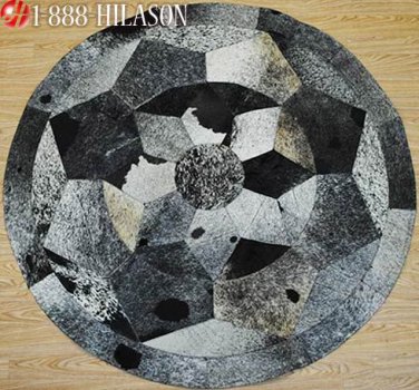 F-HS426 Hair-On Leather Patchwork 48in. Cowhide Rug Carpet