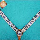 HILASON WESTERN ZEBRA HAIR ON LEATHER HORSE BREAST COLLAR w/ BERRY CONCHO s455