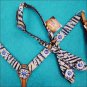 HILASON WESTERN ZEBRA HAIR ON LEATHER ONE EAR HEADSTALL BREAST COLLAR w/ CONCHO