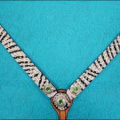 HILASON WESTERN ZEBRA HAIR ON LEATHER HORSE BREAST COLLAR w/ BERRY CONCHO s454