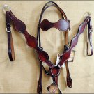 HILASON WESTERN LEATHER HORSE BRIDLE HEADSTALL BREAST COLLAR - MAHOGANY S393