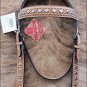 WESTERN LEATHER DIAMOND SILVER STUDS HORSE BRIDLE HEADSTALL BREAST COLLAR S344