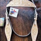 NEW HILASON HORSE BRIDLE HEADSTALL LEATHER WESTERN HAND TOOLED - NATURAL
