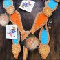 WESTERN HAND PAINTED INLAY LEATHER HORSE TACK BRIDLE HEADSTALL BREAST COLLAR