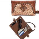 AMERICAN WEST GRAB AND GO COLLECTION FOLDED CLUTCH DETACHABLE ADJUSTABLE STRAP