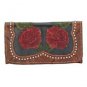 AMERICAN WEST ROSES ARE RED LADIES TRI-FOLD WALLET SNAP CLOSURE w/ SILVER SPOTS
