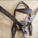 HILASON WESTERN LEATHER BRIDLE HEADSTALL BREAST COLLAR BROWN RUSTIC VINTAGE