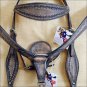 HILASON WESTERN LEATHER BRIDLE HEADSTALL BREAST COLLAR BROWN RUSTIC VINTAGE