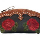 AMERICAN WEST LEATHER ROSES ARE RED COLLECTION LADIES' ZIPPER PURSE