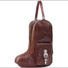AMERICAN WEST MAHOGANY OAK LEAF HAND TOOL LEATHER ZIP-AROUND BOOT BAG