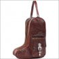 AMERICAN WEST MAHOGANY OAK LEAF HAND TOOL LEATHER ZIP-AROUND BOOT BAG