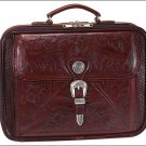 AMERICAN WEST MAHOGANY OAK LEAF HAND TOOL LEATHER LAPTOP BRIEFCASE BAG