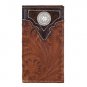 AMERICAN WEST HAND TOOL LEATHER MENS RODEO WALLET FLAP CHECKBOOK W/ STAR CONCHO