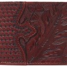 AMERICAN WEST LEATHER HAND TOOL MENS BI-FOLD WALLET W/ ID HOLDER & HIDDEN POCKET