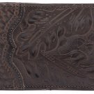 AMERICAN WEST LEATHER HAND TOOL MENS BI-FOLD WALLET - CHOCOLATE