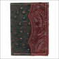 AMERICAN WEST OSTRICH LEATHER HAND TOOL MENS BI-FOLD WALLET - MAHOGANY / BROWN