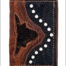 AMERICAN WEST LEATHER HAND TOOL MENS TRI-FOLD WALLET - CHOCOLATE / ANTIQUE TAN
