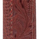 AMERICAN WEST LEATHER HAND TOOL MENS TRI-FOLD WALLET - ANTIQUE BROWN