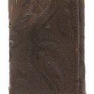 AMERICAN WEST LEATHER HAND TOOL MENS TRI-FOLD WALLET - CHOCOLATE