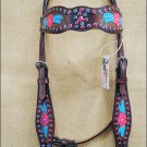 HILASON WESTERN LEATHER HAND TOOL PAINT HORSE BRIDLE HEADSTALL - DARK BROWN S252