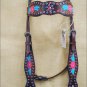 HILASON WESTERN LEATHER HAND TOOL PAINT HORSE BRIDLE HEADSTALL - DARK BROWN S252