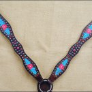 HILASON WESTERN LEATHER HAND TOOL PAINT HORSE BREAST COLLAR - DARK BROWN S252
