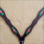 HILASON WESTERN LEATHER HAND TOOL PAINT HORSE BREAST COLLAR - MAHOGANY S02