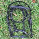 939-F ENGLISH LEATHER PADDED BRIDLE HEADSTALL REINS - BLACK