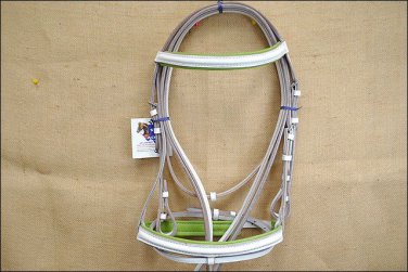 PA351F- HILASON HORSE TACK LEATHER WHITE ENGLISH PADDED BRIDLE W/ REINS - MEDIUM