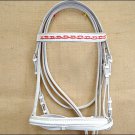 PA429F- HILASON TACK LEATHER WHITE ENGLISH PADDED BRIDLE W/ REINS - SML / PONY