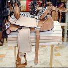 713 HILASON WESTERN BARREL RACING TRAIL SADDLE 16 W/ HAIR ON CHEETAH PRINT SEAT