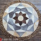 F-HR638 COWHIDE HAIR-ON LEATHER PATCHWORK RUG 48IN DIA