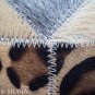 F-HR638 COWHIDE HAIR-ON LEATHER PATCHWORK RUG 48IN DIA