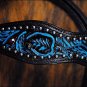 HILASON WESTERN LEATHER HORSE BRIDLE HEADSTALL BLACK W/ TURQUOISE INLAY S218BK