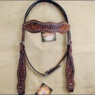 NEW HILASON WESTERN LEATHER HORSE BRIDLE HEADSTALL MAHOGANY W/ BLACK INLAY S325