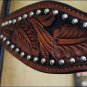 NEW HILASON WESTERN LEATHER HORSE BRIDLE HEADSTALL MAHOGANY W/ BLACK INLAY S325