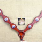NEW HILASON WESTERN LEATHER HORSE BREAST COLLAR MAHOGANY W/ CONCHOS PURPLE S072