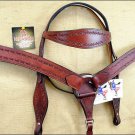 HILASON WESTERN HAND TOOL LEATHER HORSE BRIDLE HEADSTALL BREAST COLLAR MAHOGANY