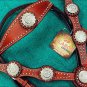 HILASON WESTERN LEATHER HORSE BRIDLE HEADSTALL BREAST COLLAR CHERRY CONCHO S433C